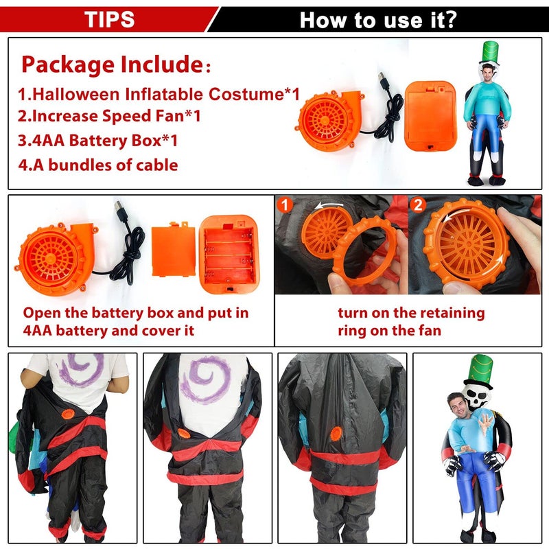 Camlinbo Halloween Inflatable Costume Men Adult Reapers Rider Scary Halloween Costume Blow Up Party - Image 4